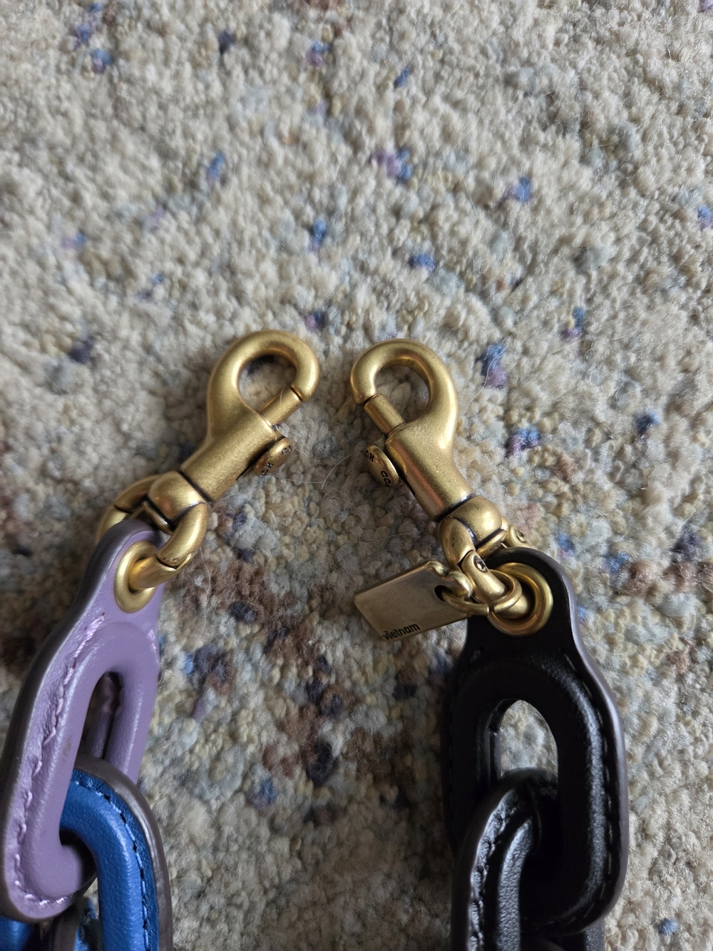 Coach Leather Covered Rainbow Chain Link Short Strap - Picture 4 of 8